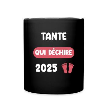 qui déchire 2025 tante annonce grossesse - Mug uni - noir - Devant