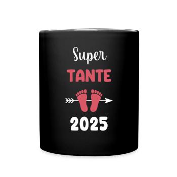 Super Aunt 2025 Pregnancy Announcement - Full Colour Mug - black - Front