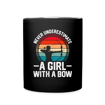 Never Underestimate A Girl With A Bow - Full Colour Mug - black - Front