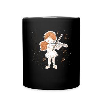 Kleine Geigenspielerin - Tasse einfarbig - Schwarz - Vorne