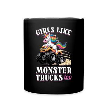 Cute Monster Truck Unicorn Rainbows - Tasse einfarbig - Schwarz - Vorne
