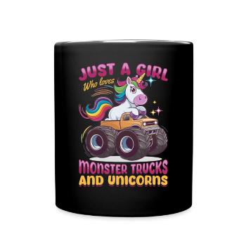 Cute Monster Truck Unicorn Rainbows - Tasse einfarbig - Schwarz - Vorne
