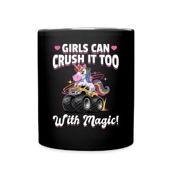 Cute Monster Truck Unicorn Rainbows - Tasse einfarbig - Schwarz - Vorne