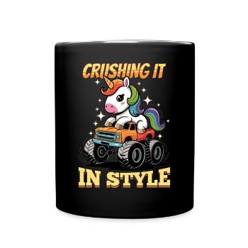 Cute Monster Truck Unicorn Rainbows - Tasse einfarbig - Schwarz - Vorne