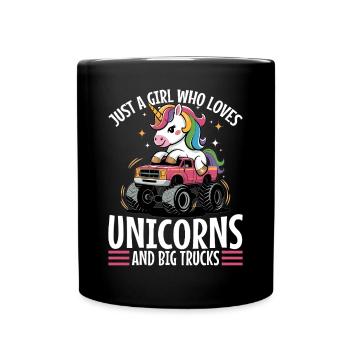Cute Monster Truck Unicorn Rainbows - Tasse einfarbig - Schwarz - Vorne