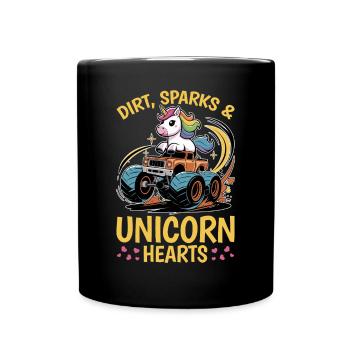 Cute Monster Truck Unicorn Rainbows - Tasse einfarbig - Schwarz - Vorne