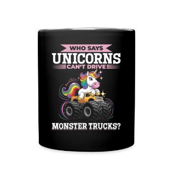 Cute Monster Truck Unicorn Rainbows - Tasse einfarbig - Schwarz - Vorne