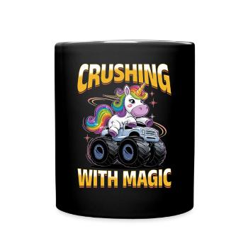 Cute Monster Truck Unicorn Rainbows - Tasse einfarbig - Schwarz - Vorne