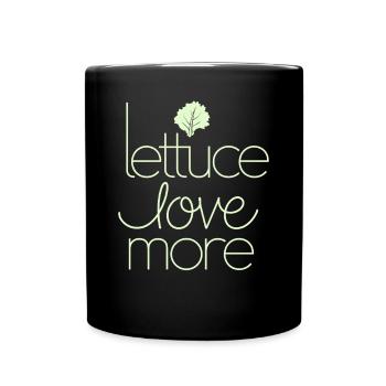 Laitue Amour Plus Végétalien Message Végétarien - Mug uni - noir - Devant