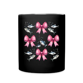 Coquette Bogen Angeln Angelhaken Rosa Schleife - Tasse einfarbig - Schwarz - Vorne