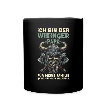 Wikinger Papa Vatertag Vaterschaft Elternteil - Tasse einfarbig - Schwarz - Vorne