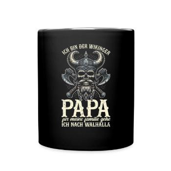 Wikinger Papa Vatertag Vaterschaft Elternteil - Tasse einfarbig - Schwarz - Vorne