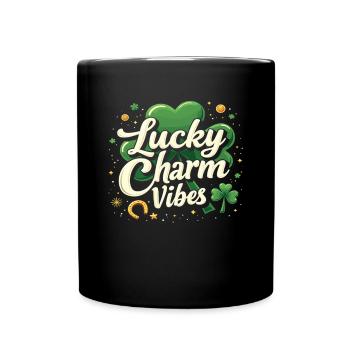 Lucky Charm Vibes Lucky Clover Lucky Positive - Full Colour Mug - black - Front