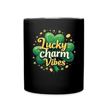 Lucky Charm Vibes Lucky Clover Lucky Positive - Full Colour Mug - black - Front