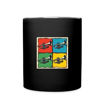 Bunte Trompete Pop-Art für Trompeter - Tasse einfarbig - Schwarz - Vorne