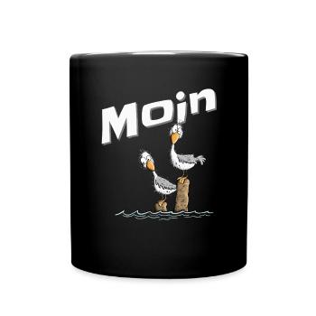 Moin Möwe Nordsee Urlaub Nordeutschland - Tasse einfarbig - Schwarz - Vorne