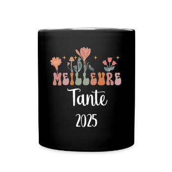 Tante 2025 Beste Blumen Schwangerschaft Ankündigung - Tasse einfarbig - Schwarz - Vorne