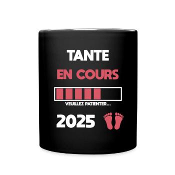 Aktuelle Tante 2025 Schwangerschaftsankündigung - Tasse einfarbig - Schwarz - Vorne