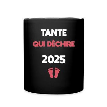 tante qui déchire 2025 annonce grossesse - Mug uni - noir - Devant