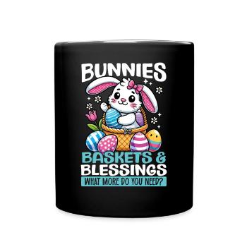 Bunny Baskets & Blessings Sweet Easter - Full Colour Mug - black - Front