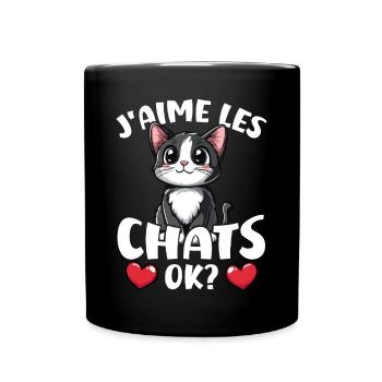 I like cats, ok? Cute Cat - Full Colour Mug - black - Front