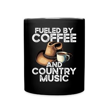 Angetrieben Von Kaffee Und Country-musik - Tasse einfarbig - Schwarz - Vorne
