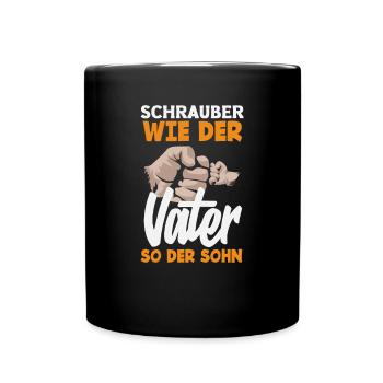 Schrauber Wie Der Vater So Der Sohn - Tasse einfarbig - Schwarz - Vorne