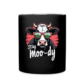 Stay Moo-dy Lustiges Kuh Tierliebhaber Bauernhof - Tasse einfarbig - Schwarz - Vorne