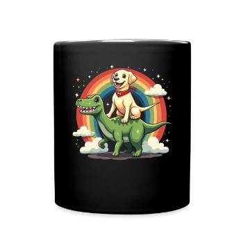 Labrador Hund Dinosaurier Regenbogen Labrador - Tasse einfarbig - Schwarz - Vorne