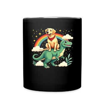 Labrador Hund Dinosaurier Regenbogen Labrador - Tasse einfarbig - Schwarz - Vorne