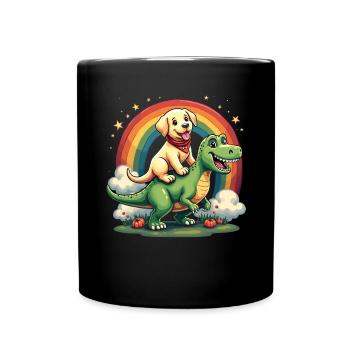 Labrador Hund Dinosaurier Regenbogen Labrador - Tasse einfarbig - Schwarz - Vorne