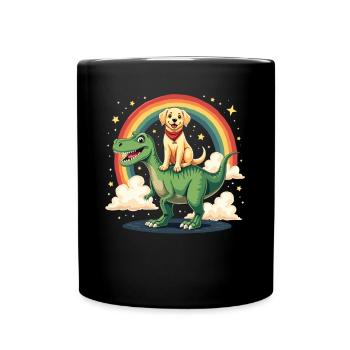 Labrador Hund Dinosaurier Regenbogen Labrador - Tasse einfarbig - Schwarz - Vorne