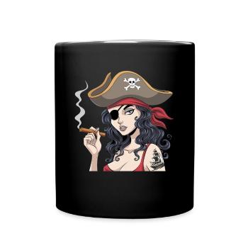 Piratenkostüme für Frauen im Buccaneer Stil - Tasse einfarbig - Schwarz - Vorne