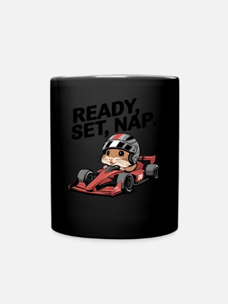 Ready Set Nap Hamster Race - Full Colour Mug - black