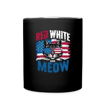 Red White And Meow: Amerikanische Katzenliebe - Tasse einfarbig - Schwarz - Vorne