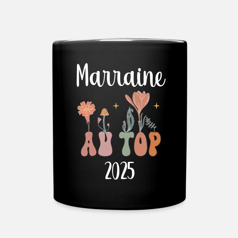 marraine 2025 au top fleurs annonce grossesse - Mug uni - noir