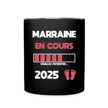 marraine en cours 2025 annonce grossesse - Mug uni - noir - Devant