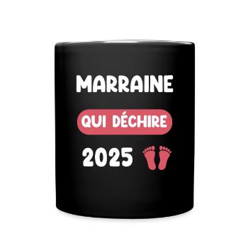 qui déchire 2025 marraine annonce grossesse - Mug uni - noir - Devant