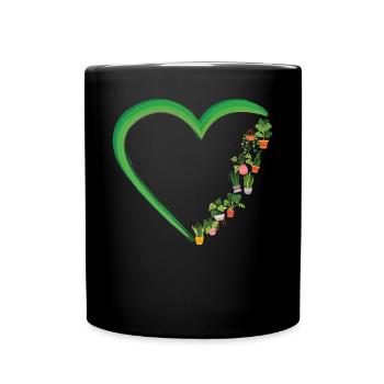 Plant Lover Gardening Heart - Full Colour Mug - black - Front