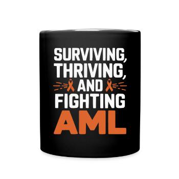 Orange Ribbon Acute Myeloid Leukemia Awareness - Full Colour Mug - black - Front