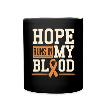 Orange Ribbon Acute Myeloid Leukemia Awareness - Full Colour Mug - black - Front