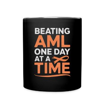 Orange Ribbon Acute Myeloid Leukemia Awareness - Full Colour Mug - black - Front