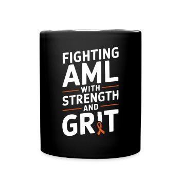 Orange Ribbon Acute Myeloid Leukemia Awareness - Full Colour Mug - black - Front