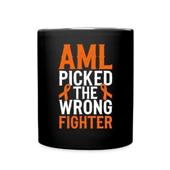 Orange Ribbon Acute Myeloid Leukemia Awareness - Full Colour Mug - black - Front