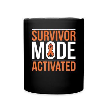 Orange Ribbon Acute Myeloid Leukemia Awareness - Full Colour Mug - black - Front