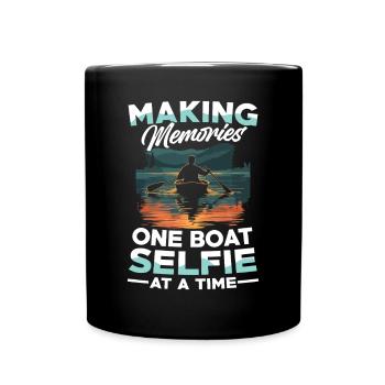 Creating memories: A boat selfie after the - Full Colour Mug - black - Front