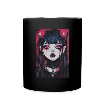 Horror Anime Manga Japan Japanese Creepy Kawaii - Full Colour Mug - black - Front