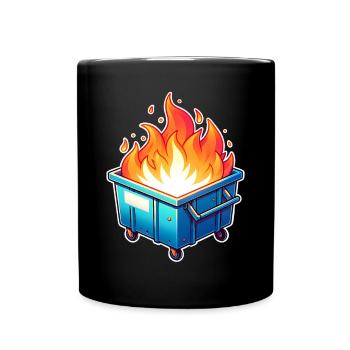 Brennende Mülltonne - Tasse einfarbig - Schwarz - Vorne