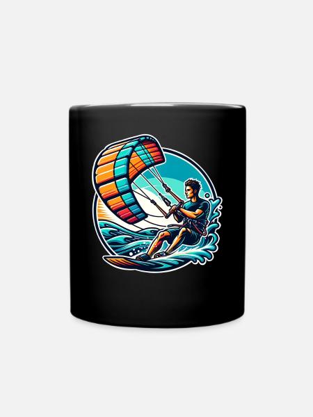 Kitesurfer Kiteboard Kitesurfen Kitesurf - Tasse einfarbig - Schwarz
