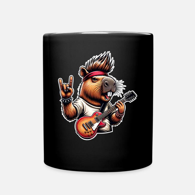 Capybara Rock and Roll Gitarrist - Tasse einfarbig - Schwarz